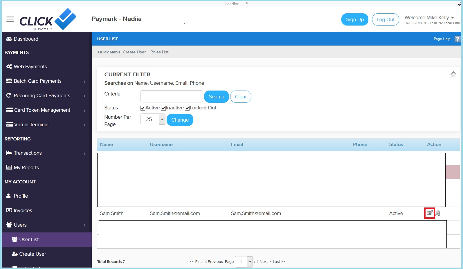 How do I add, change, or remove a Click user?